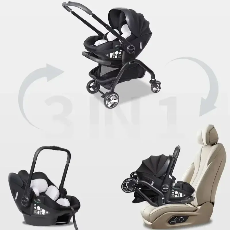 Poussette 3-en-1 Mybooni | Nacelle, Siège auto & Landau — De 0 à 3 ans
