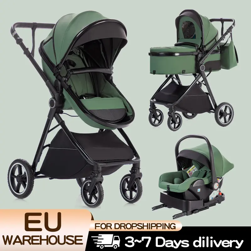 Poussette 3-en-1 pliable Mybooni — Norme EU nouveau-né