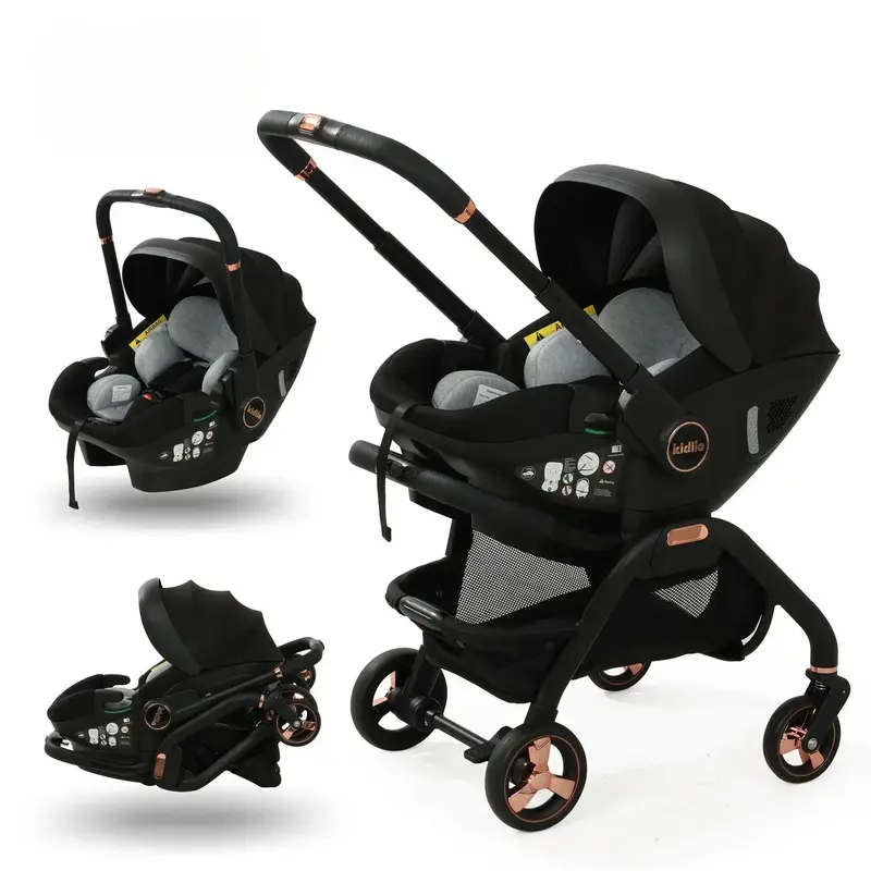 Poussette 3-en-1 portable Mybooni — Nacelle nouveau-né et siège auto