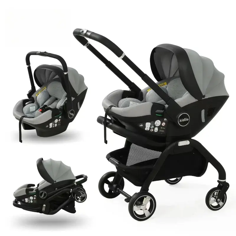 Poussette 3-en-1 portable Mybooni — Nacelle nouveau-né siège auto certifié EU