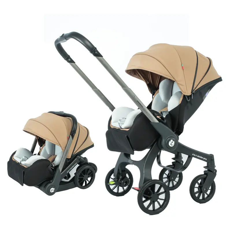 Poussette 4-en-1 multifonctionnelle pliable avec siège auto bébé EU Stock