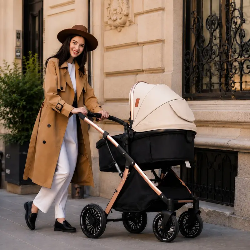 Poussette Bébé 2 en 1 Évolutive avec Nacelle et Assise Réversible