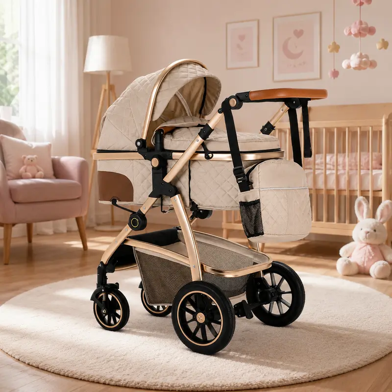 Poussette Bébé 3-en-1 Modulable avec Nacelle et Siège-Auto