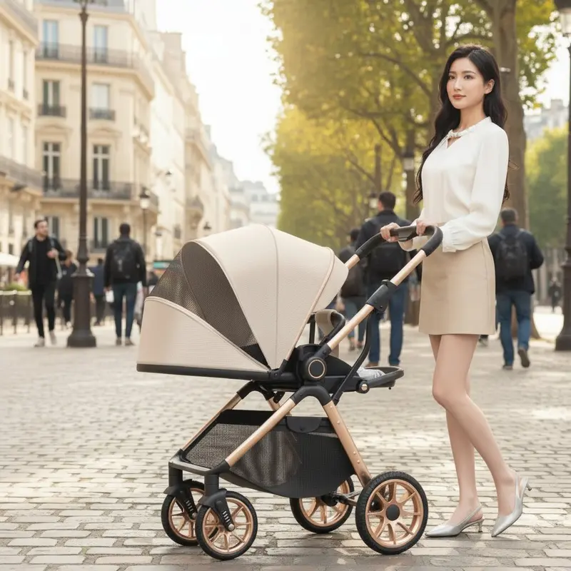 Poussette bébé avec position allongée — pour promenades et moments de repos
