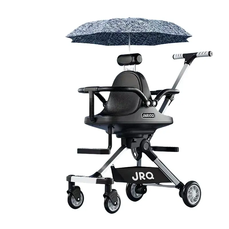 Poussette jumeaux légère Mybooni — Double siège avec parasol haute vue pliable