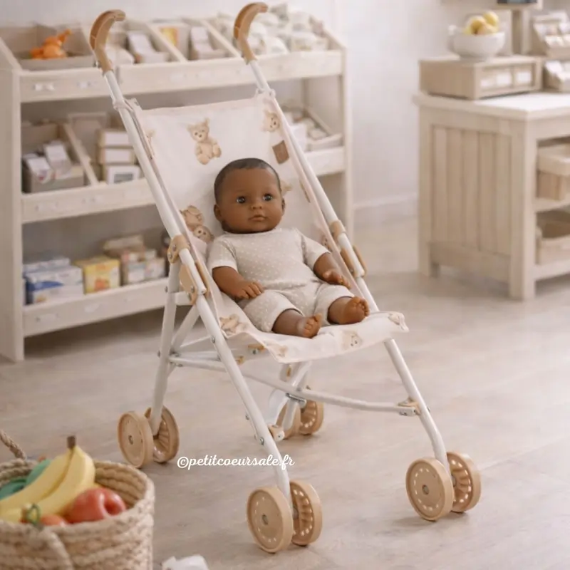 Poussette poupée enfant légère – Motif ours Roma Teddy