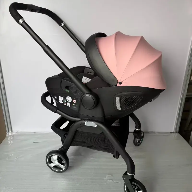 Poussette rose 4-en-1 avec nacelle siège auto de luxe pliable livraison EU