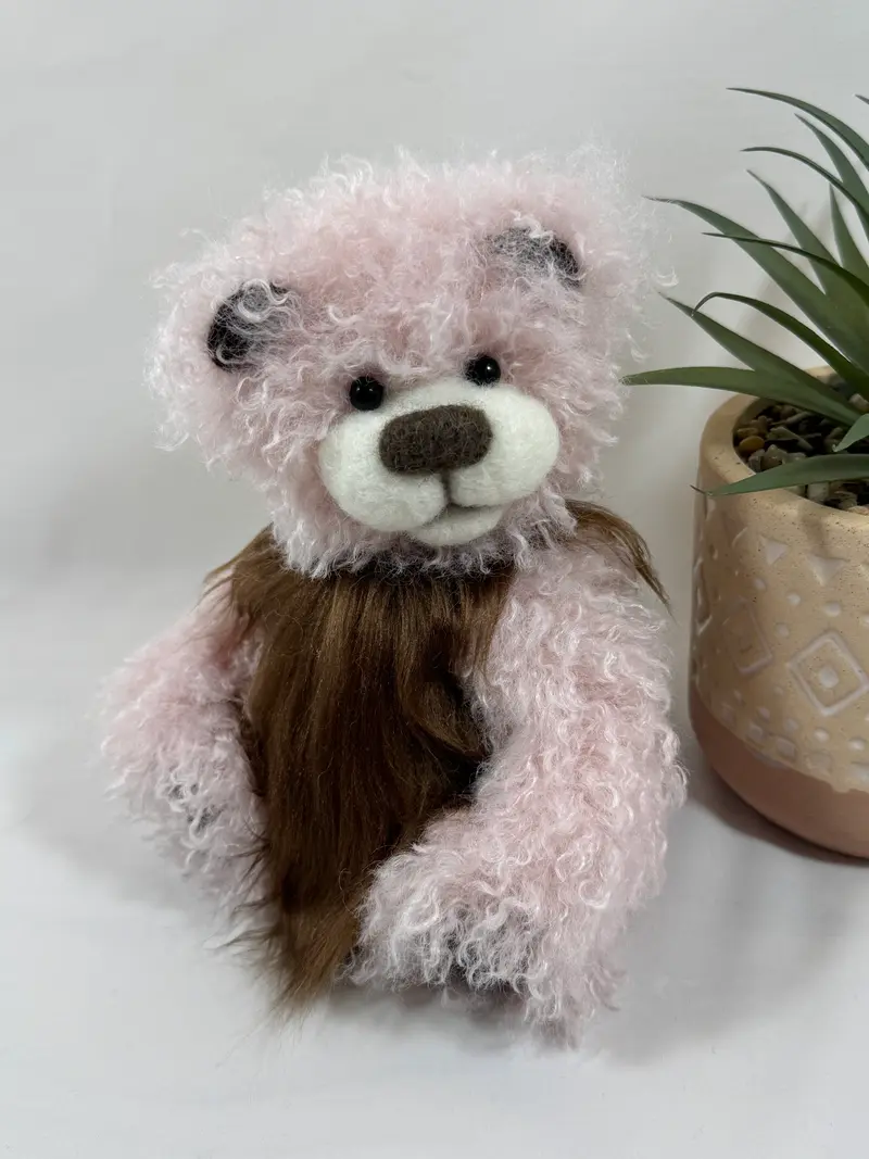 Praline Ours de collection rose et chocolat fait main – 20 cm