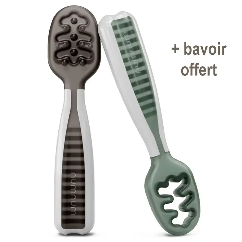 Pré-Cuillères d'apprentissage pour bébé Num Num - Gris et vert