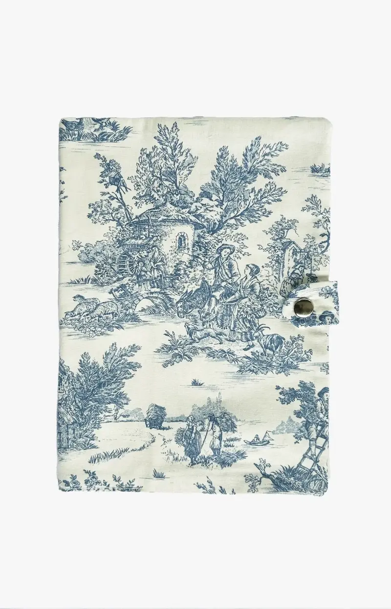 Protège carnet de santé Toile de jouy bleue
