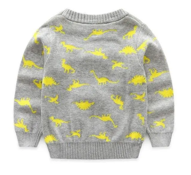 Pull Dinosaures <br> Enfant Gris et jaune