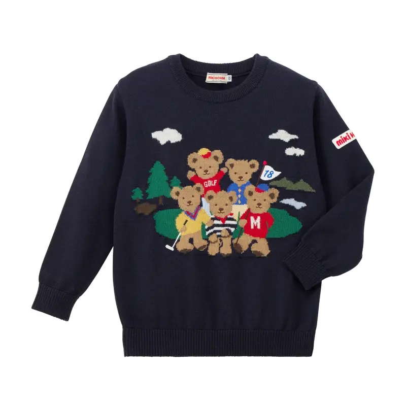 PULL EN LAINE BLEU MARINE OURSONS MIKI HOUSE