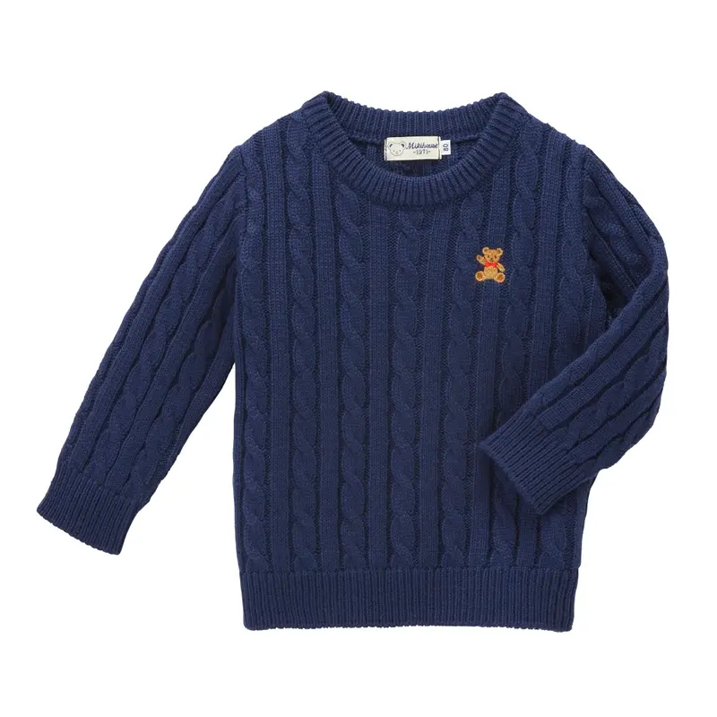 PULL EN LAINE BLEU OURS BRODÉ