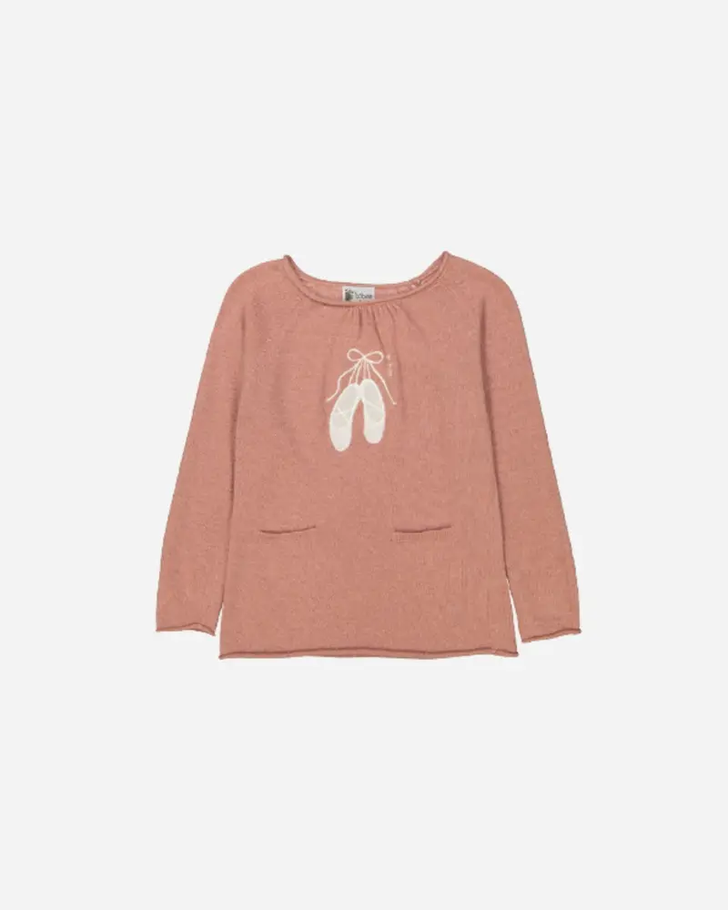 Pull en laine et cachemire vieux rose chaussons