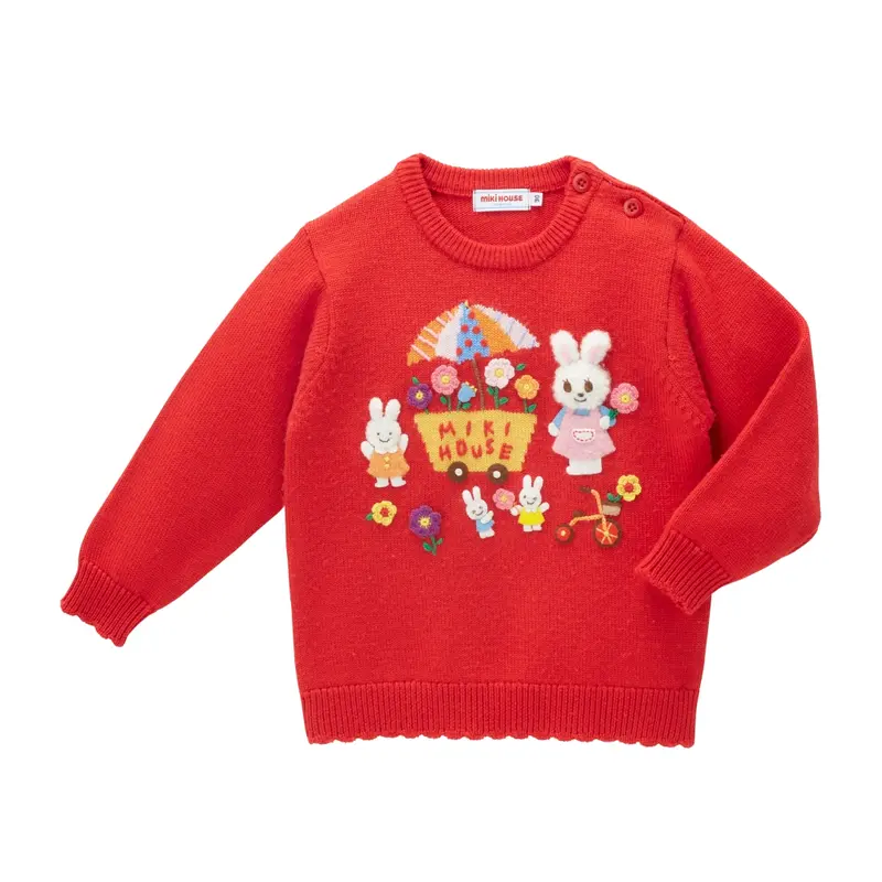 PULL ROUGE EN LAINE LAPINS USAKO
