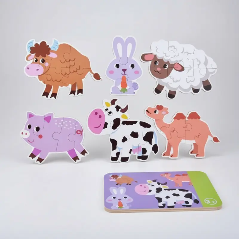 Puzzle bébé animaux ferme en bois | Montessori éducatif