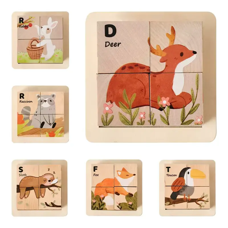 Puzzle Cubes en Bois Six Faces