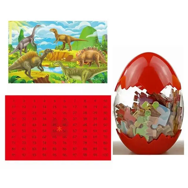 Puzzle Dinosaure <br> En bois Oeuf rouge