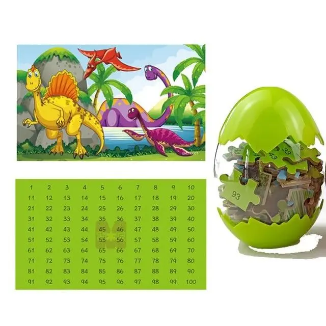 Puzzle Dinosaure <br> Oeuf vert pièces en bois