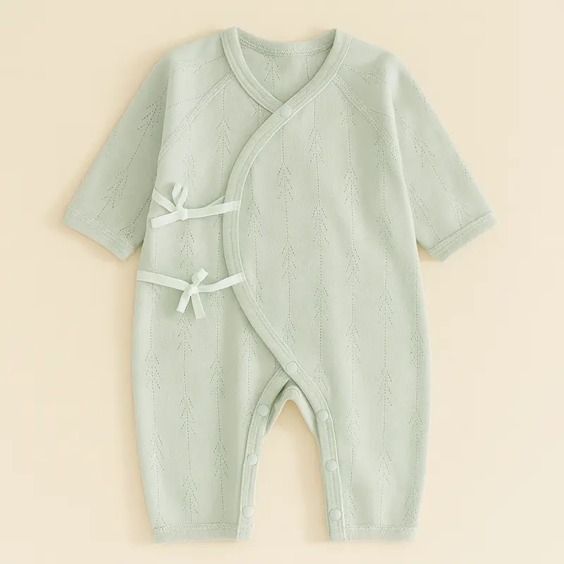 PYJAMA BEBE MI-SAISON VERT SAUGE EN COTON