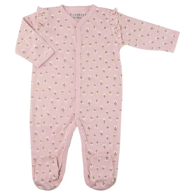 Pyjama dors bien bébé en maille côtelée Fleurie – 3 mois et 6 mois