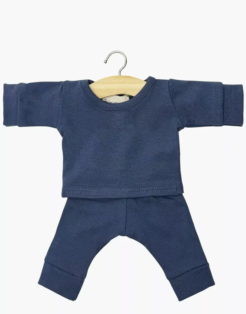 Pyjama Morgan garçon à manches longues en jersey bleu navy - minikane
