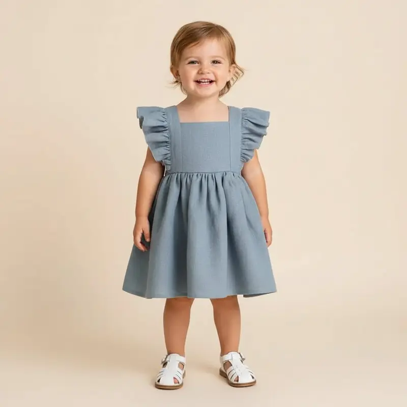 Robe Bébé Fille Été – Col Carré & Volants 100% Coton | Choupinoo