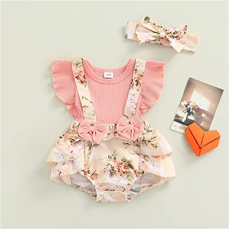 Robe bébé fille été coton à volants - motifs papillon fleurs robe princesse 0-18 mois