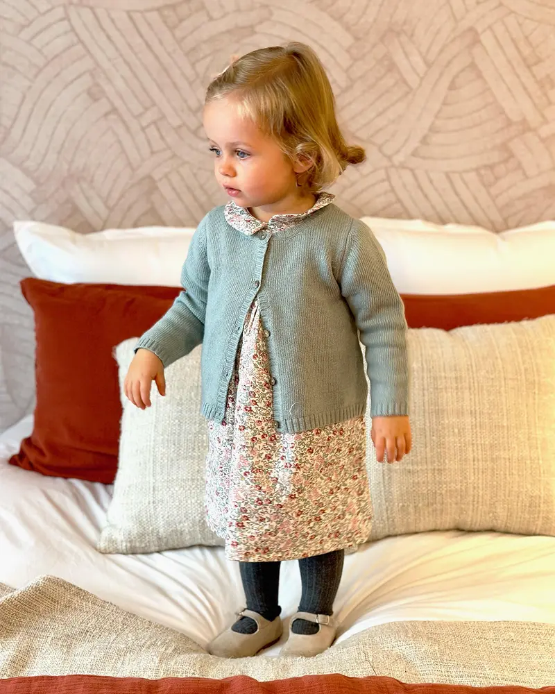 Robe bébé Mia fleurs émeraude et rose