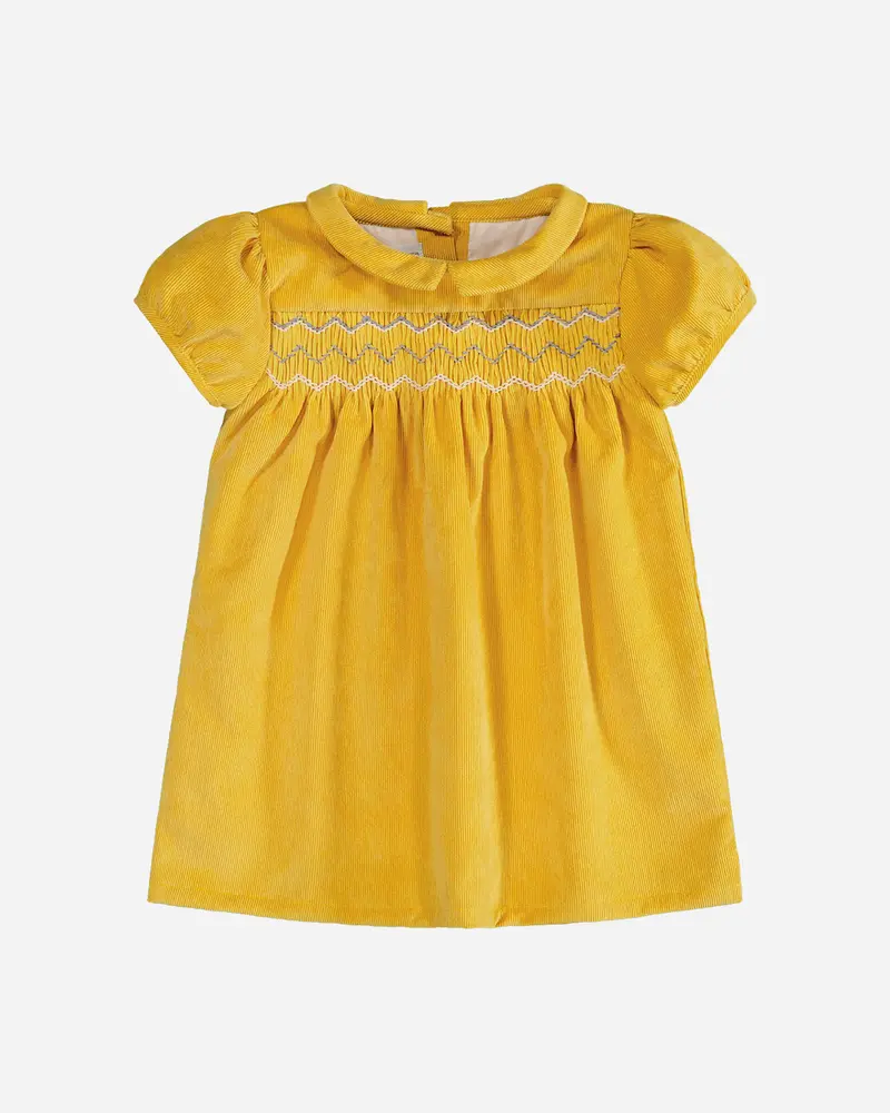 Robe bébé Mia velours jaune moutarde