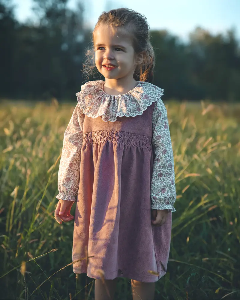 Robe bébé Suzie smockée velours rose