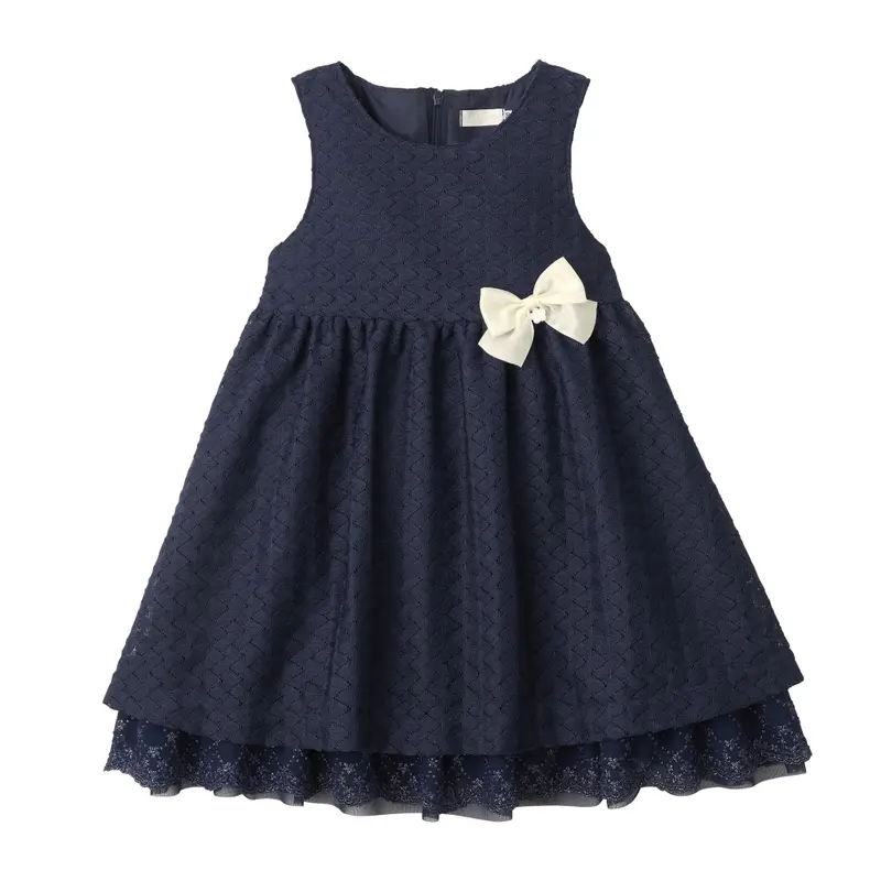 ROBE BLEU MARINE NŒUD BLANC