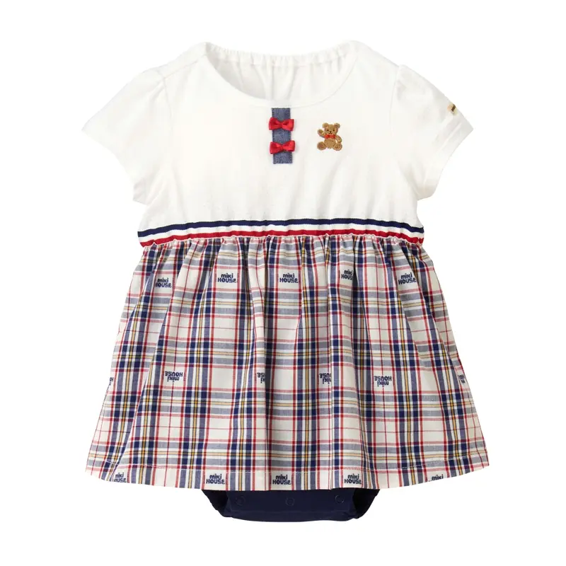 ROBE BODY A CARREAUX BLEU MIKI HOUSE