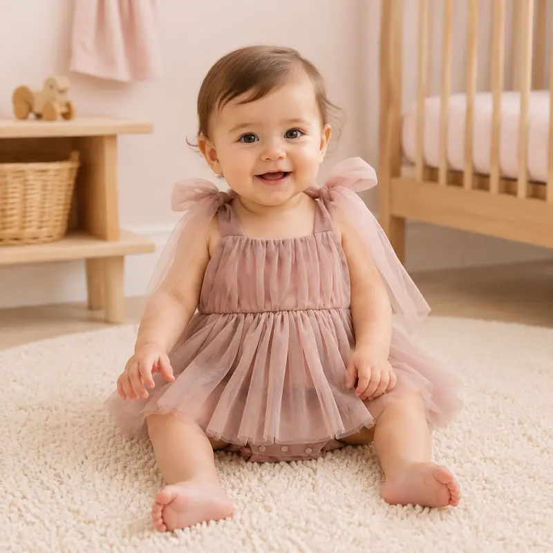 Robe Body Bébé en Tulle à Nœuds