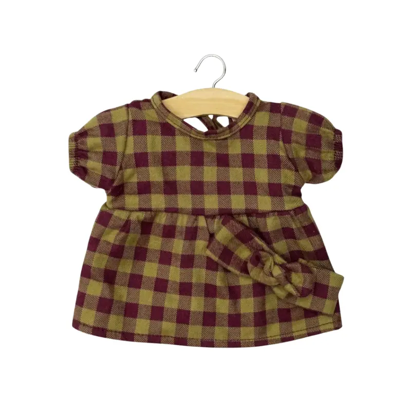 Robe Faustine et headband en flanelle pour poupée Babies - Minikane