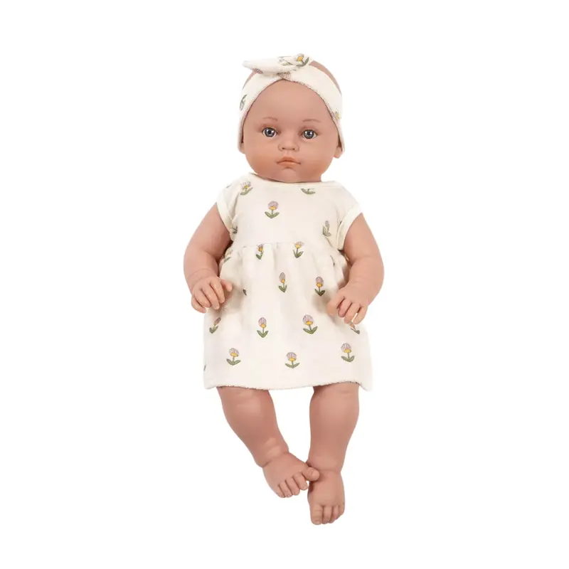 Robe Faustine et son headband en éponge - Fleurs douces - poupées Bambinis (47cm) - Minikane x Emile & Ida