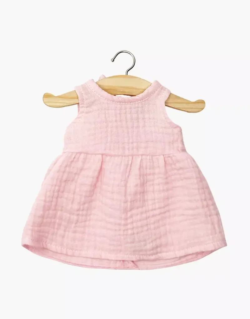 Robe Faustine sans manches en gaze de coton fraise- minikane
