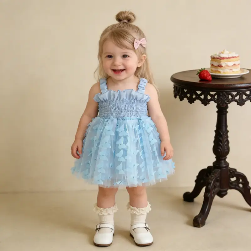 Robe princesse bébé fille tulle bretelles papillon - anniversaire et fête 9-36 mois