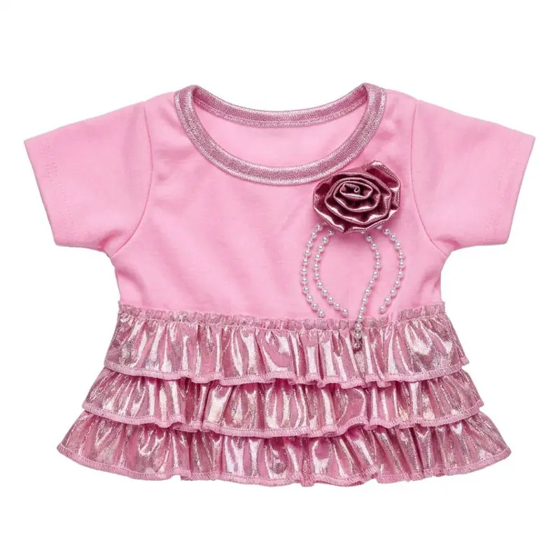 Robe rose à volants satinés