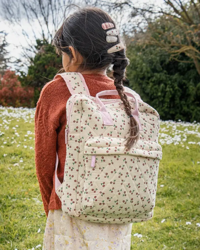 Sac à dos à fleurs rose