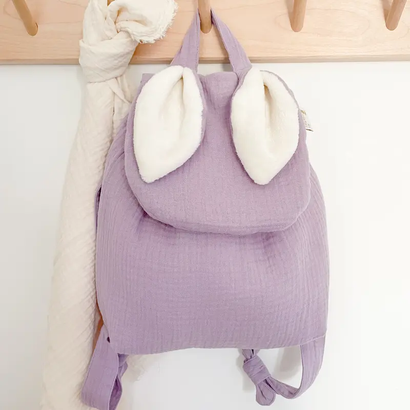 Sac à dos lapin personnalisable gaze lilas
