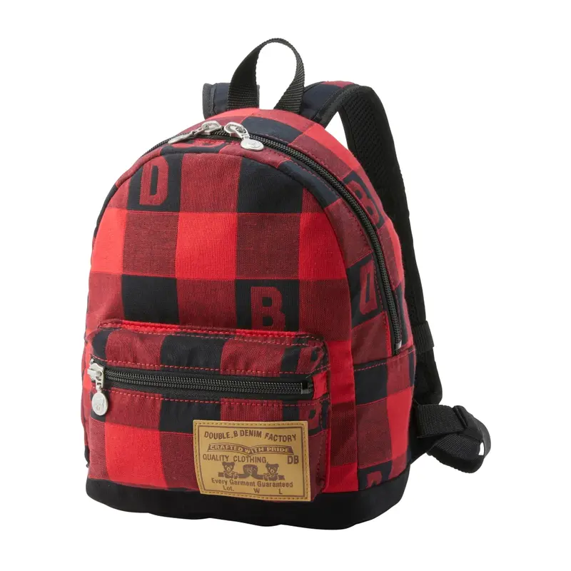 SAC A DOS ROUGE ET NOIR À CARREAUX DOUBLE B