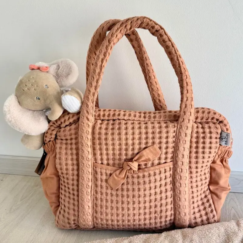 Sac à langer en coton gaufré – Coloris Cassonade