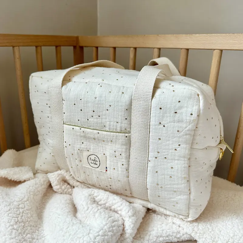 Sac à langer mini écru pois doré