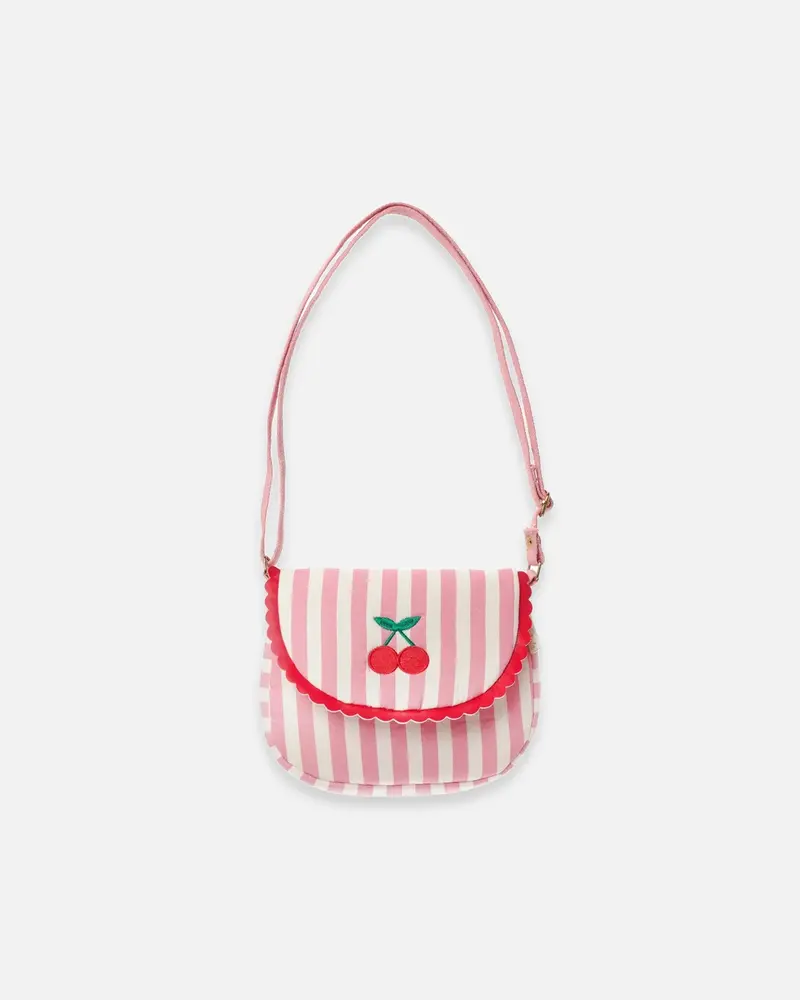 Sac en tissu cerise rayé rose