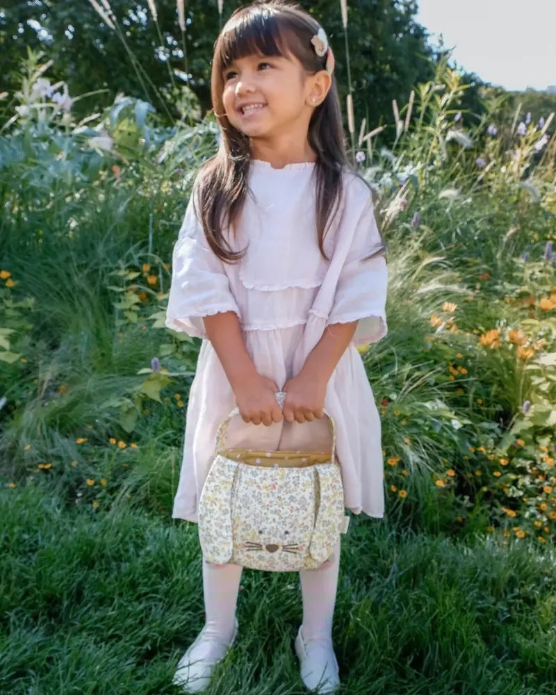 Sac lapin fleuri jaune