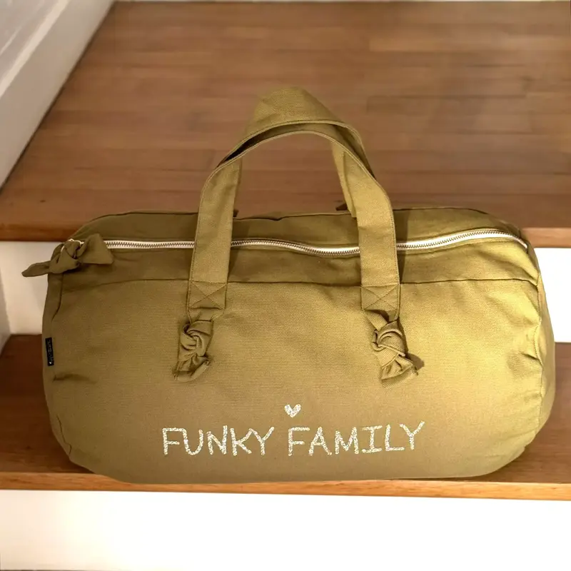 Sac Polochon "Funky family" vert olive