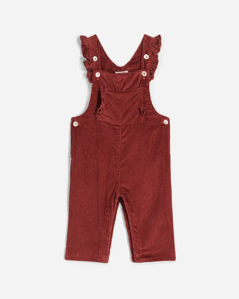Salopette bébé Léa en velours rouge framboise