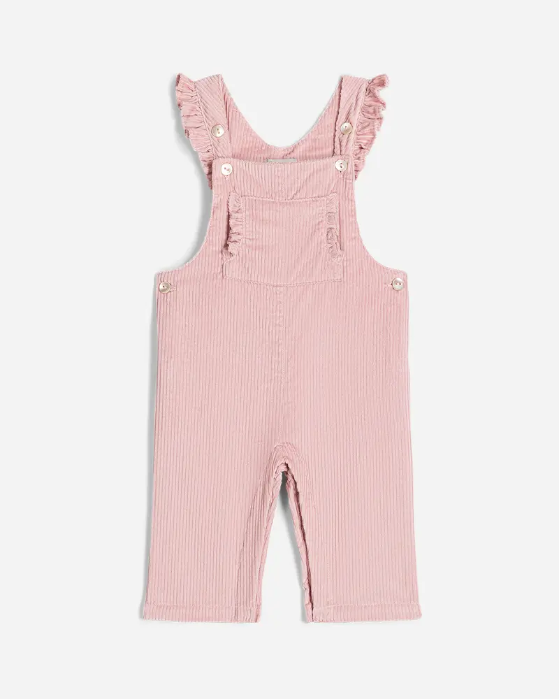 Salopette bébé Léa en velours sweet rose