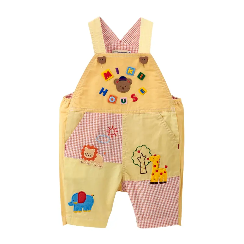 SALOPETTE COTON JAUNE ANIMAUX